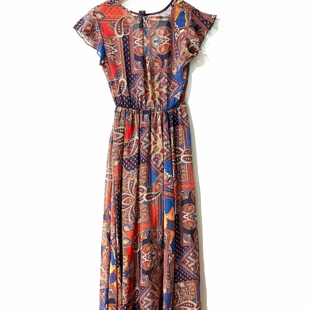 Paisley Print Maxi Dress - Multicolor